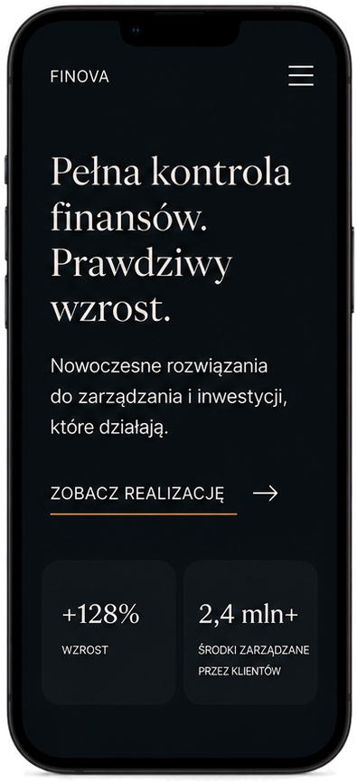 Podgląd projektu Finova na telefonie
